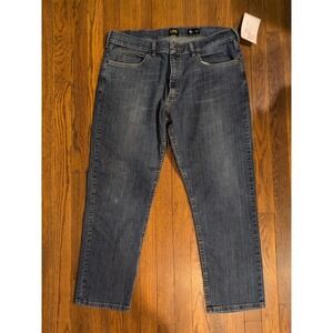 EUC Lee S. Gene Cone Denim Mens Jeans Straight 36 x 29 Dk Wash Stretch Acid Fade